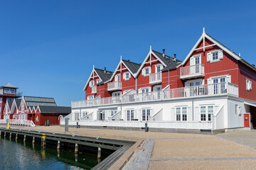 Houses near to the sea in Bagenkop, Langeland island, Denmark	
