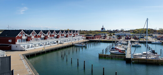 Fototapeta premium Panorama of houses near to the sea in Bagenkop, Langeland island, Denmark