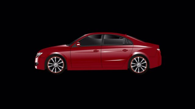Red Car Animation 4K Alpha channel