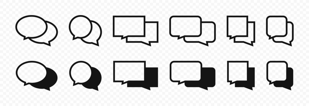 Chat message icons. Chat icon. Speech bubble icons. Chatting concept icons isolated on transparent background. Message icons set. Text Message Icon. Flat isolated vector graphic