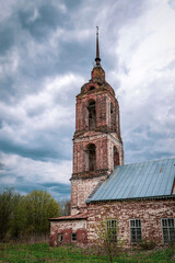 the bell tower of the village church