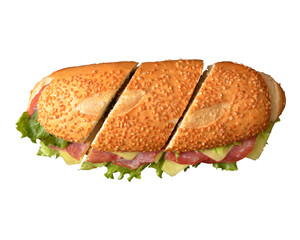 Stuffed Baguette Bread Element on White Background