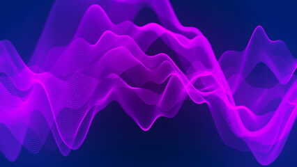 Futuristic wave with dots and lines. Abstract technology background. Big data concept. 3D.