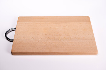 cutting board isolated on white background, closeup