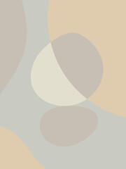 Abstract shapes background. Circles and lines in pastel colors. Minimalist illustration in Scandinavian style.