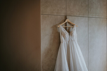 wedding dress on hangers