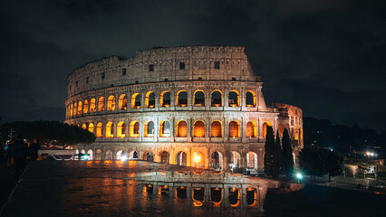 Night time at the Rome Colosseum, Europe, Italy