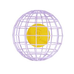 3d illustration of globe with coins with business icon theme