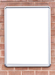 Fototapeta premium SIngle empty blank banner on brick surface
