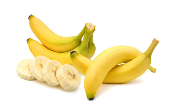 Stack banana against white background