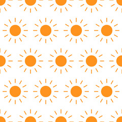 Sun icon with rays seamless pattern. Vector illustration of a weather forecast. Icon and symbol of sunny weather