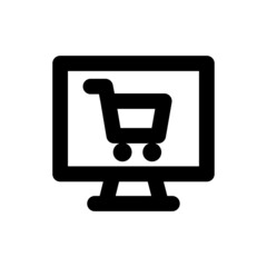 Simple online shopping icon, Vector outline icon on white background.	