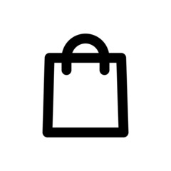 Simple shopping bag icon, Vector outline icon on white background.	