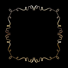 Vector luxury golden calligraphic frame for text. Simple elegant shiny design element.