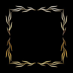 Vector luxury golden calligraphic frame for text. Simple elegant shiny design element.