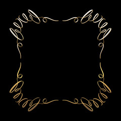 Vector luxury golden calligraphic frame for text. Simple elegant shiny design element.