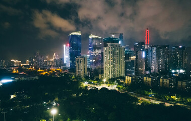 Naklejka premium Aerial view of landscape in Shenzhen city,China