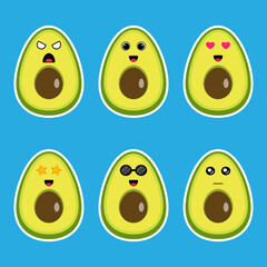 Avocado fruit cute emoji character icon