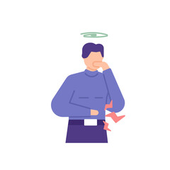 Gastroenteritis, diarrhea, abdominal pain, headache, stomach cramps. a man feels nauseous and dizzy. want to vomit. health problems and disease. flat cartoon illustration