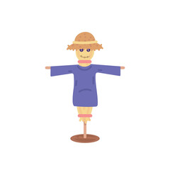 scarecrow, straw man. doll. flat cartoon illustration. design elements