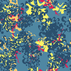 UFO camouflage of various shades of blue, yellow and red colors