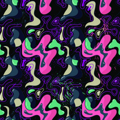 Naklejka premium Abstract trendy unusual seamless pattern with wave shapes and lines