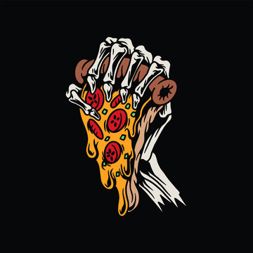 Dead Pizza Tattoo Vector Design