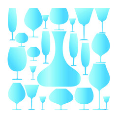 Set of wine glasses.  Vector illustration.