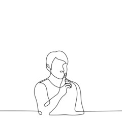 man stuck out his index finger - one line drawing vector. concept to point at someone, to admonish, to educate, to reprimand, to warn
