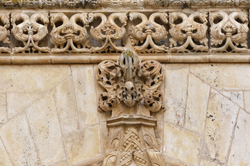 detail in the Interior of the Unfinished chapels in the Batalha monastery, Portugal