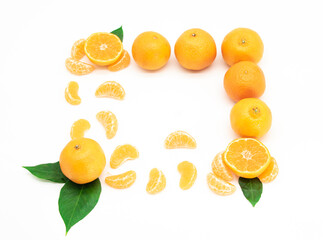 mandarin or komola fruit over on white background.