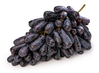 Witch Finger grapes isolated on background, Moon Drops grape or Witch Fingers with leaves isolated...