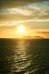 Fototapeta premium View of the Ionian Sea and sunset in Albania