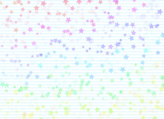 明るく、カラフルでかわいい星とボーダー模様の背景