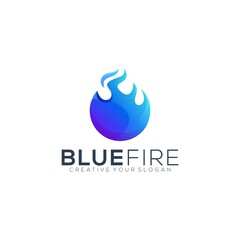 blue fire modern colorful logo template