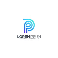 Lineart logo letter P modern gradient colorful