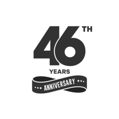 46 years anniversary logo with black color for booklet, leaflet, magazine, brochure poster, banner, web, invitation or greeting card. Vector illustrations.