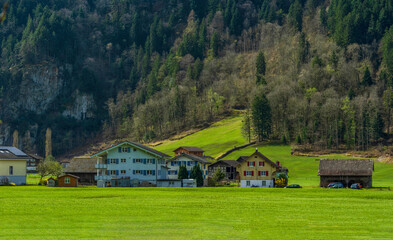 Beautiful Swiss village houses in  Nidwalden, Switzerland