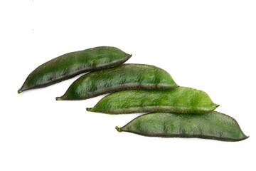 Fresh and organic Lima beans or sheem isolate on white background.