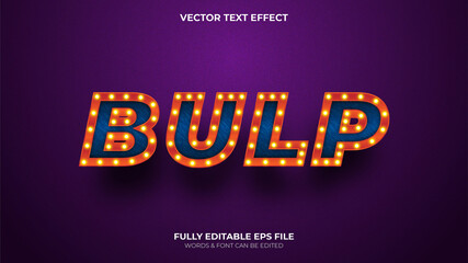 Editable 3d Vector RED Frame Bulb Sign Cinema Vector Text  Effect