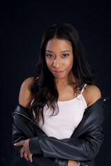 Naklejka premium Beautiful woman with a pleasing smile