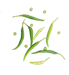 Lumbre green chili pepper isolated on white background