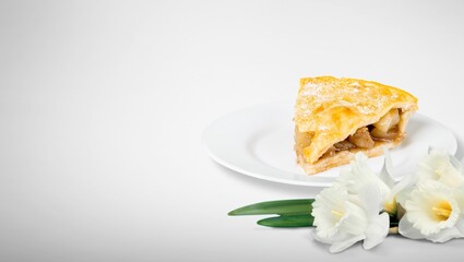 Tasty sweet cake, traditional restaurant menu dish, food cooking recipe book cover.