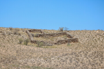 Old livestock kraal (meaning paddock in South Africa), Kgalagadi, South Africa