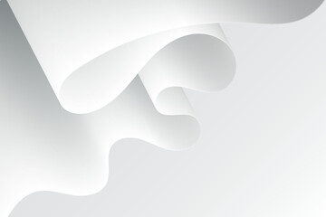 Simple white wavy form background in a minimalist style. Dynamic twisted wave decorative illustration