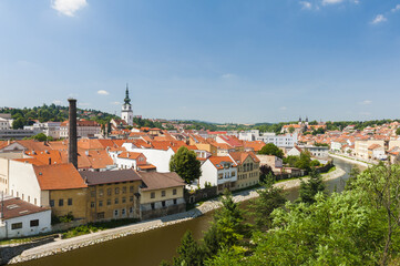Fototapeta na wymiar Trebic town in the Czech Republic seen from above