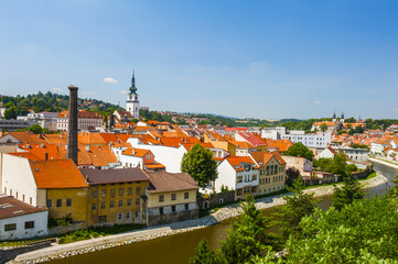 Trebic town in the Czech Republic seen from above