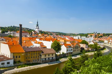 Deurstickers Trebic town in the Czech Republic seen from above © Fyle