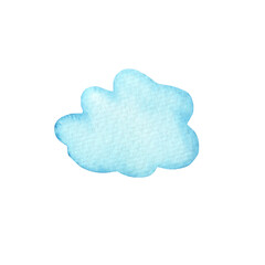 A watercolor cloud is isolated on white background.