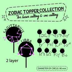 zodiac cake topper for laser cutting